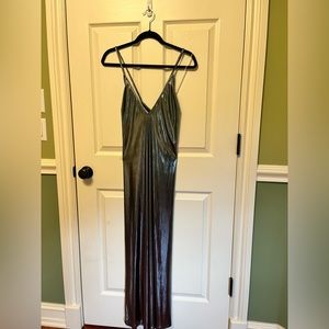 American apparel lame maxi dress, silver. Metallic jersey